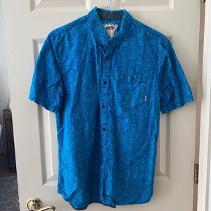 Vans blue with green fish short sleeve button down